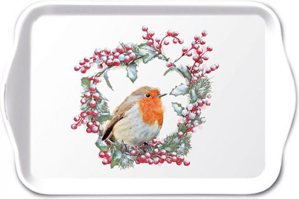 Ambiente Tray Robin In Wreath