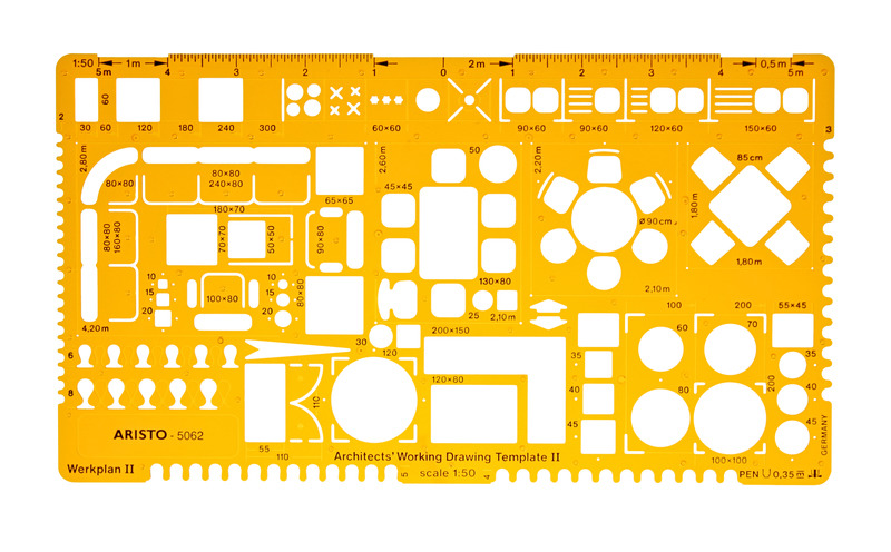 Kombinovaná šablóna pre architektov Aristo AR-5062 II 1:50
