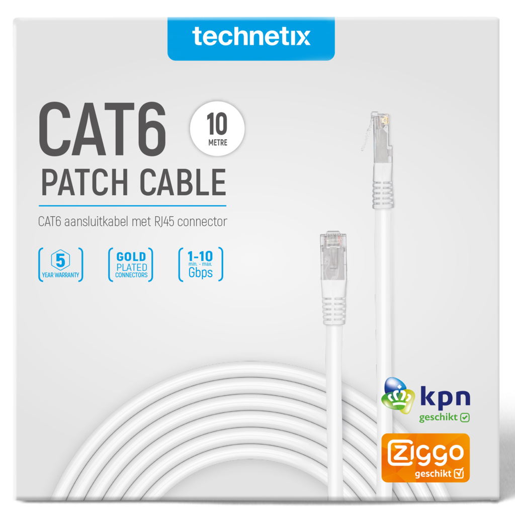 Prepojovací kábel Technetix Cat6 10m