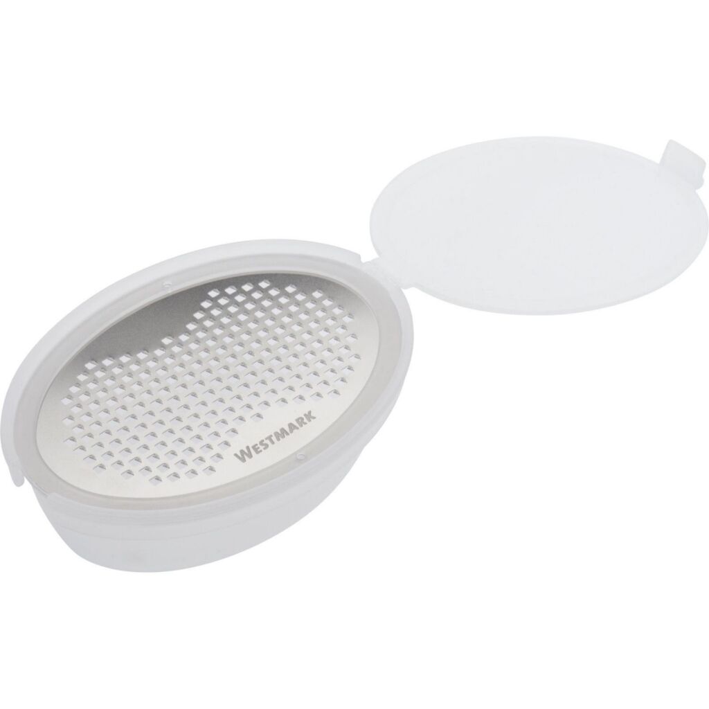 Strúhadlo na muškátový oriešok Westmark s miskou, nehrdzavejúca oceľ/biela