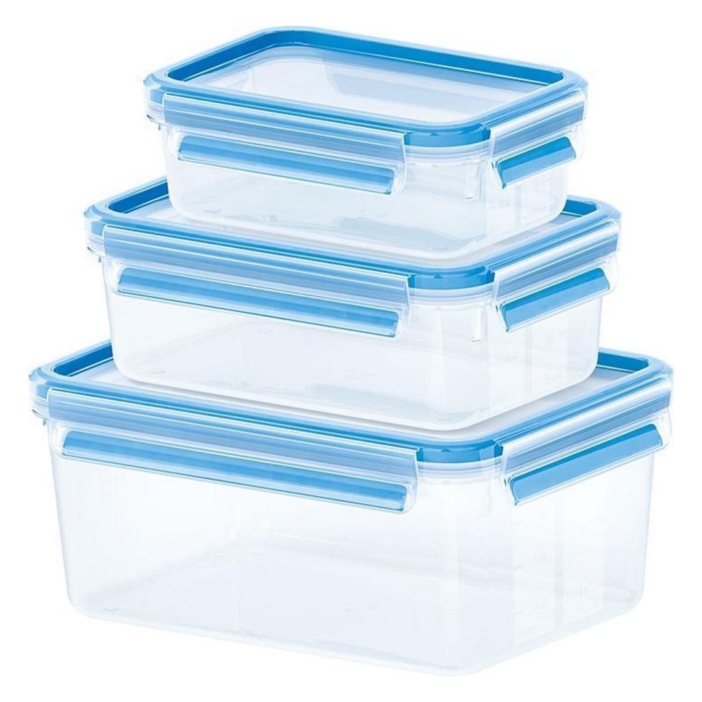 Úložné boxy Emsa 508566 s klipom a zatváraním 0,55 l/1 l/2,3 l, 3 kusy, modré