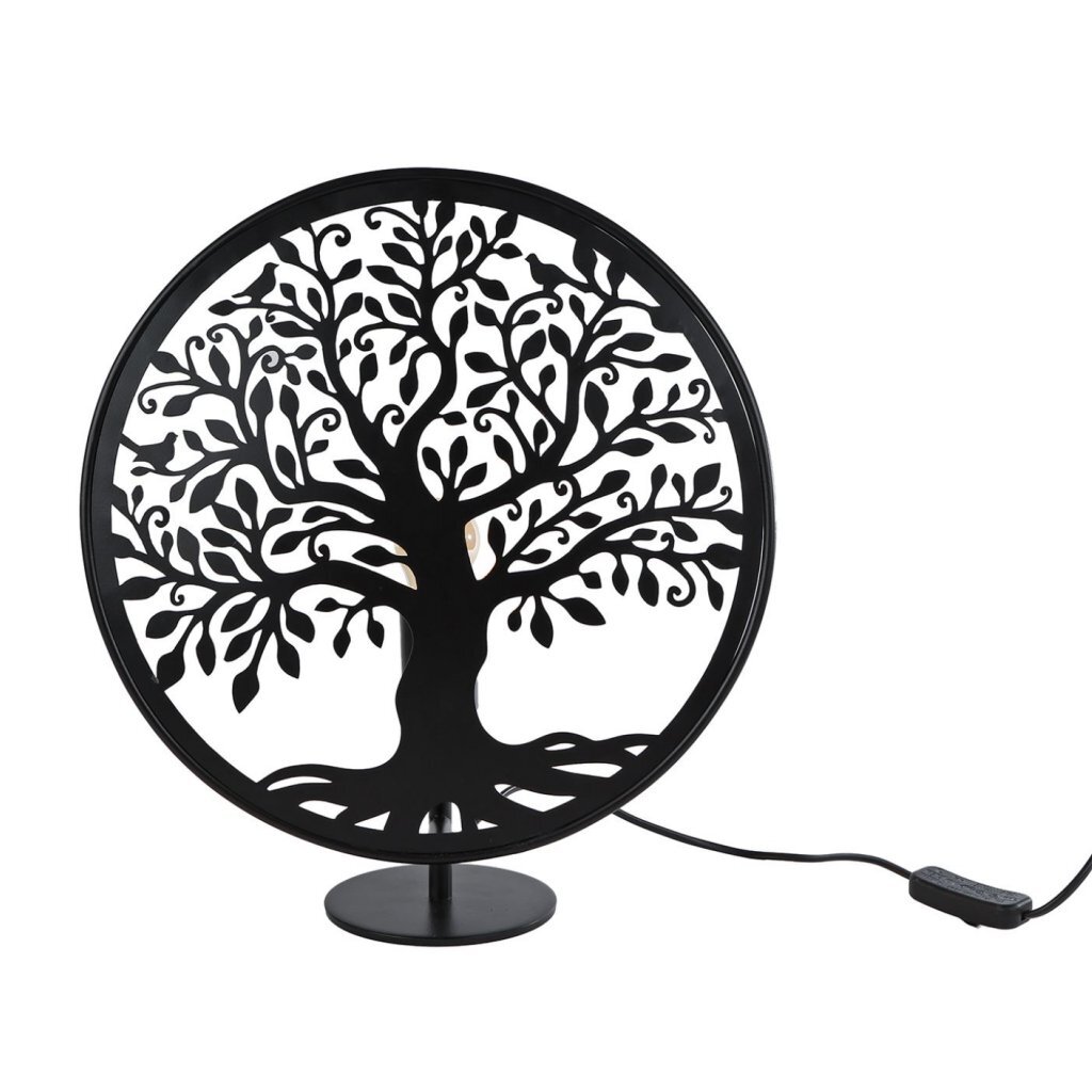 Stolová lampa Strom života okrúhla 34x13x37 cm čierna/kovová