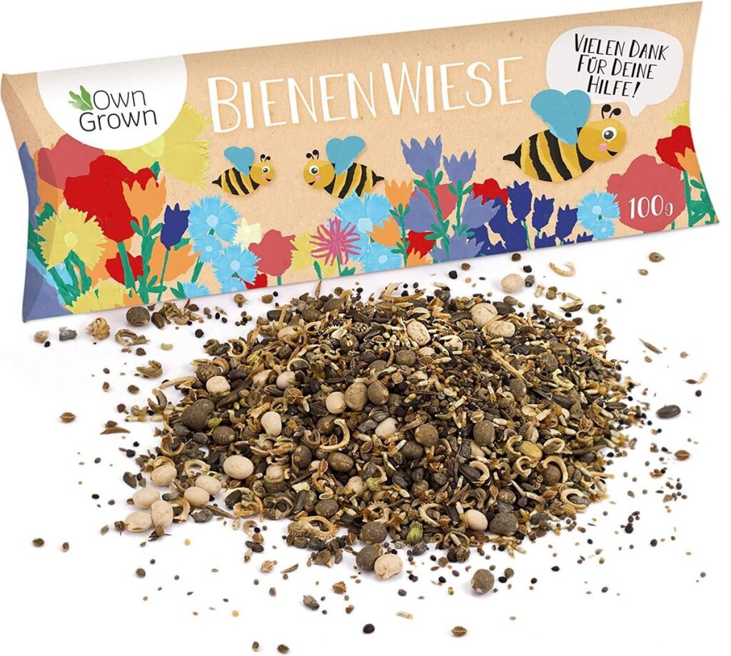 OwnGrown Bee Meadow Flower Mix 100G prémiové včelie semená pre farebné lúky s čmeliakmi a včelami, zmes kvetinových semien priateľská k včelám, semená kvetinových lúk - jednoročné a trvalkové