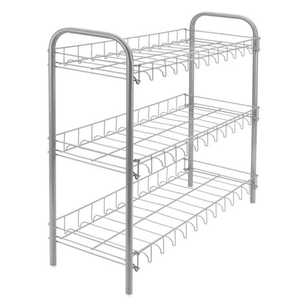 Stojan na topánky Metaltex, 3 úrovne, 64x23x59 cm, strieborný