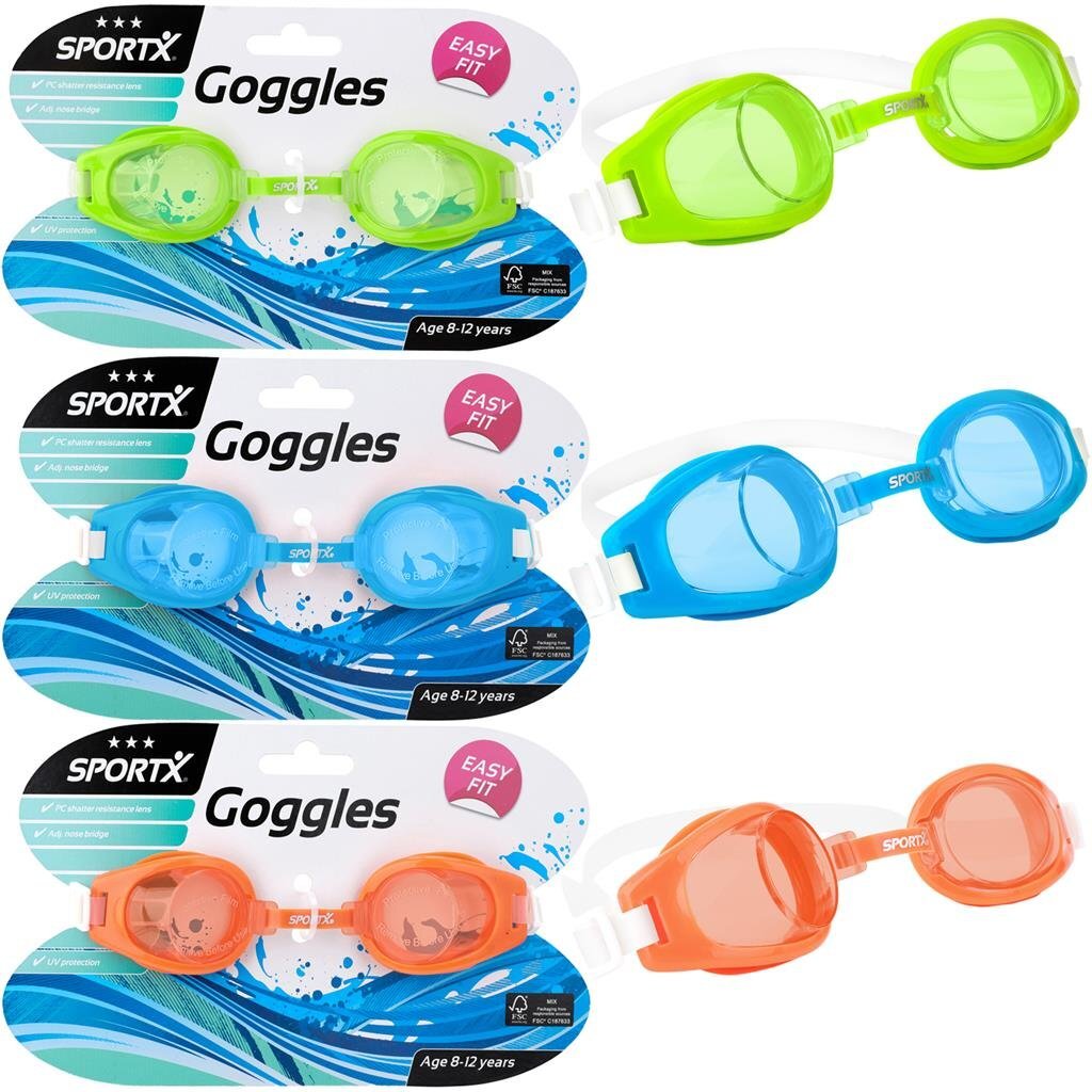 Plavecké okuliare SportX Junior 3 hviezdičky, zelená/modrá/oranžová, rôzne farby