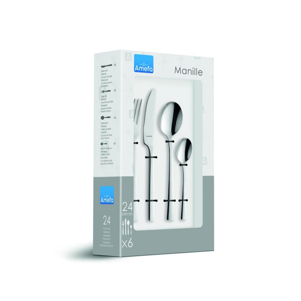 Sada príborov Amefa Manille, 24 kusov, strieborná/nehrdzavejúca oceľ