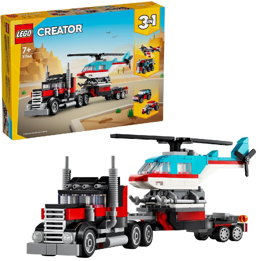 Lego Creator 31146 Nákladné auto s plošinou 3 v 1 s vrtuľníkom