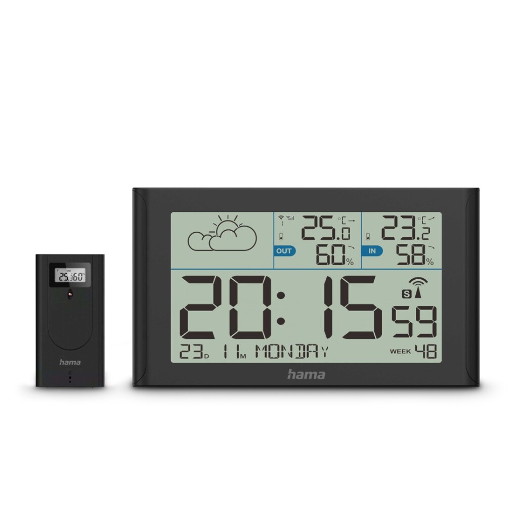 Meteorologická stanica Hama Sylt s budíkom čierna