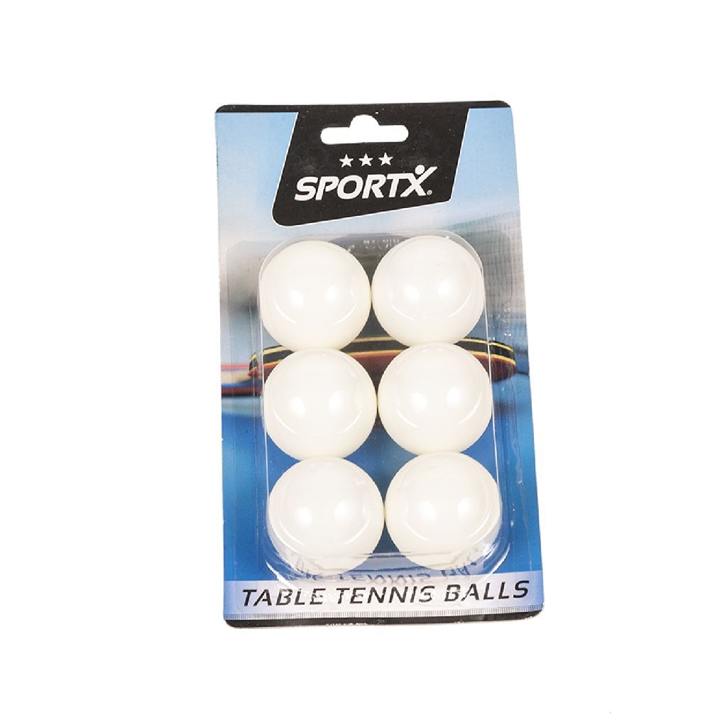 Lopty na stolný tenis SportX 4 cm, 6 kusov, biele