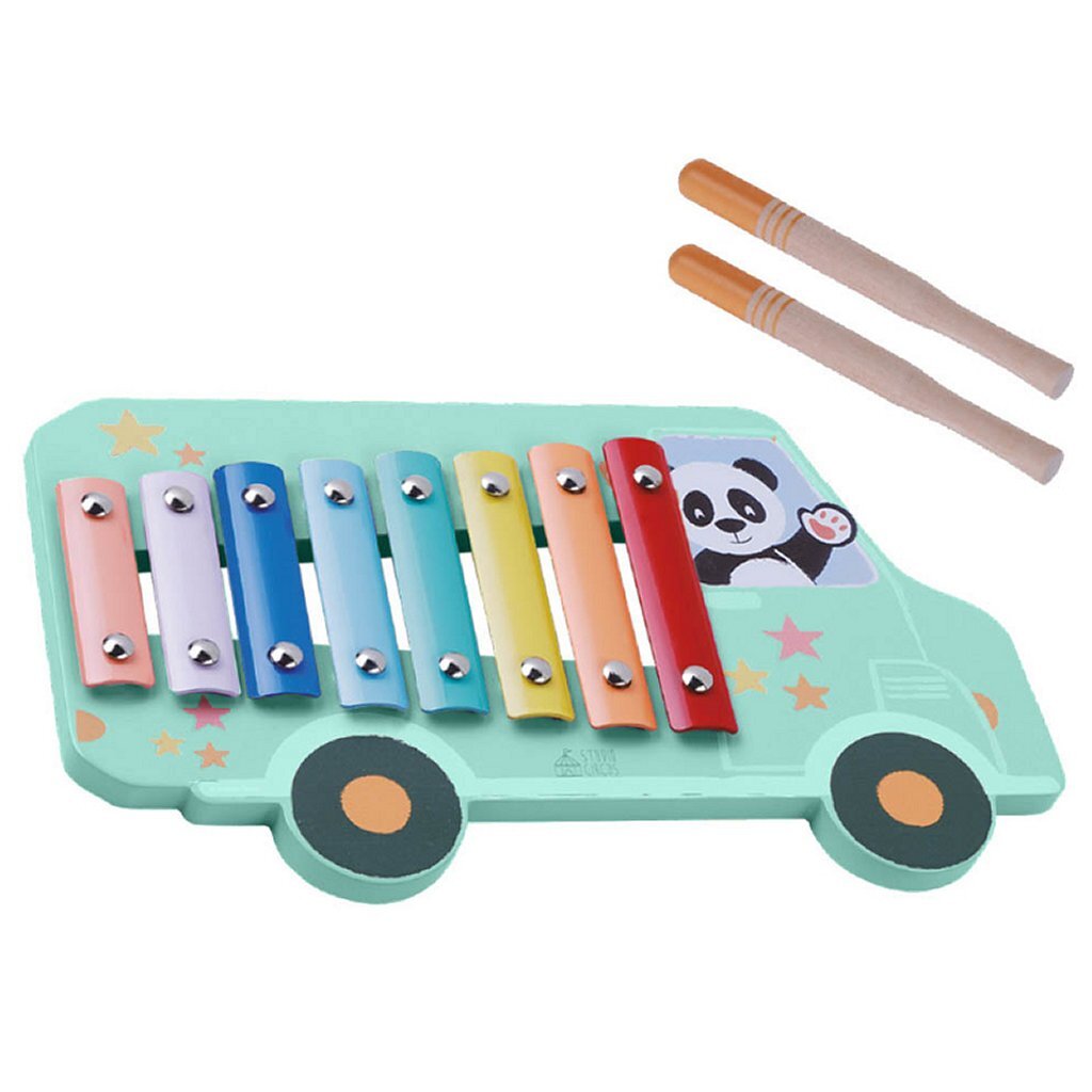 Studio Circus Šťastný autobus Panda Xylofón Drevo/Kov