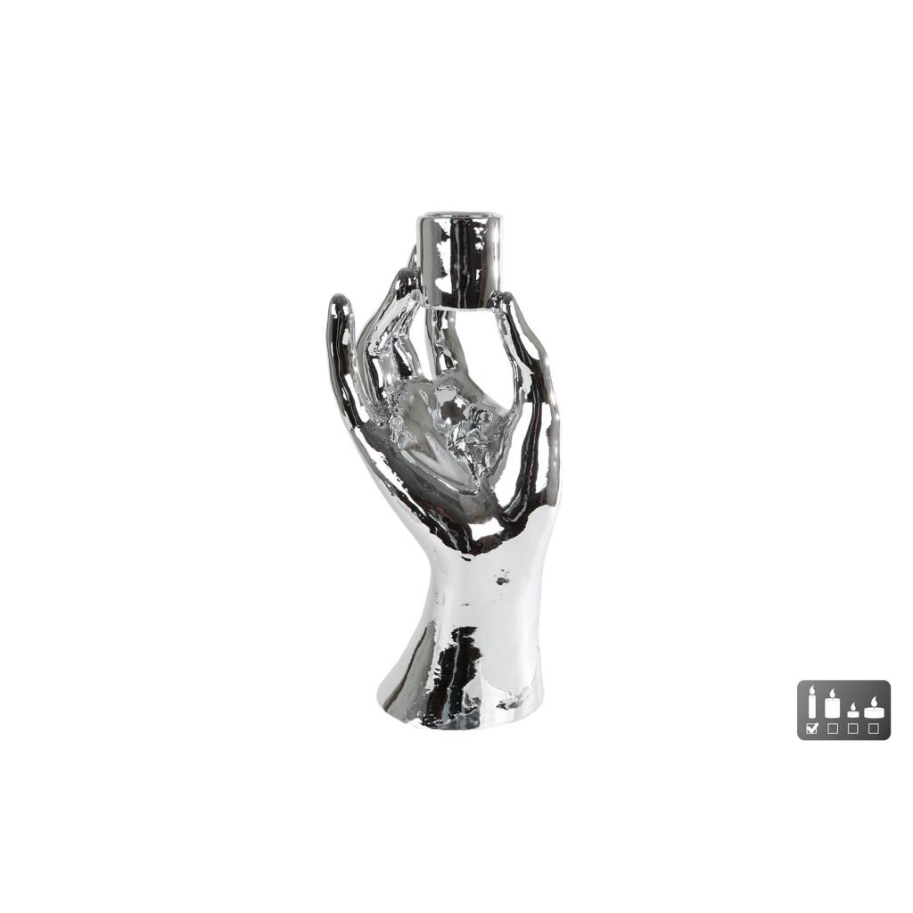 Svietnik Ruka 10x8x21 cm Strieborný