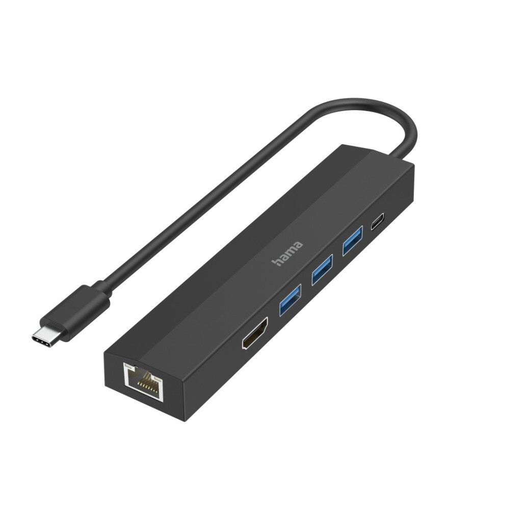 Hama USB-C Hub, viacportový, 6-portový, 3x USB-A, USB-C, HDMI a LAN/Ethernet