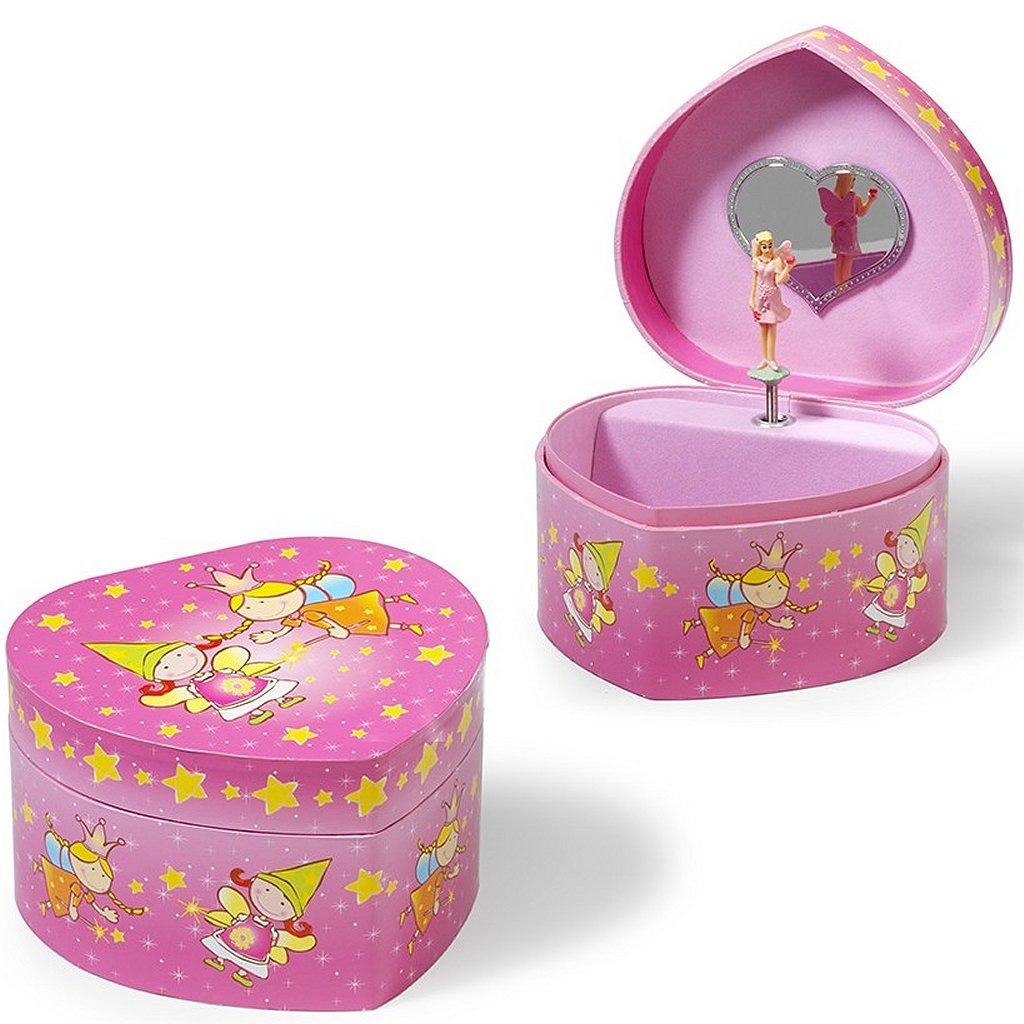 Drevená šperkovnica Simply for Kids v tvare srdca s hudbou a balerínou