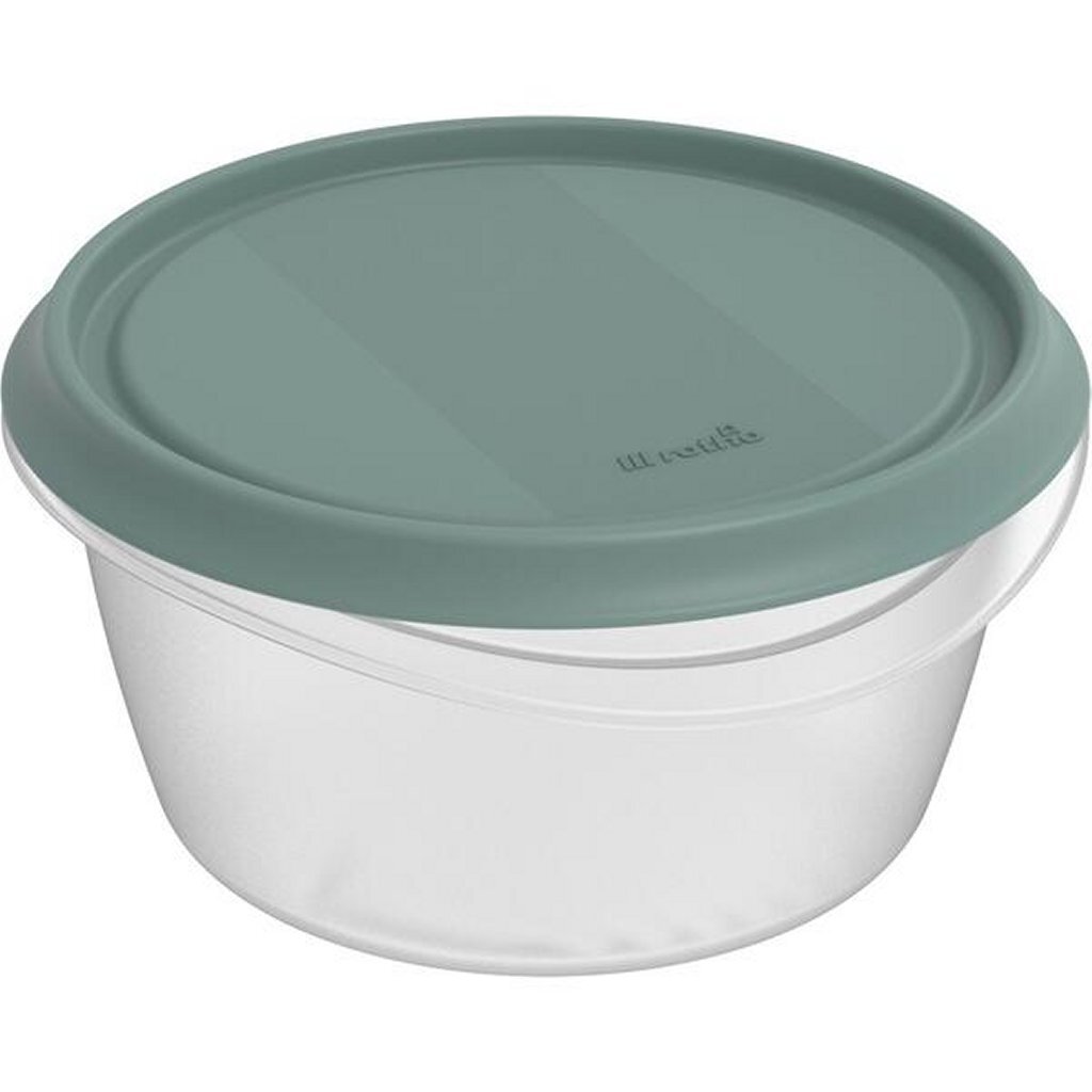 Úložný box do chladničky Rotho Elements okrúhly 0,7 l, imelovo zelený/priehľadný