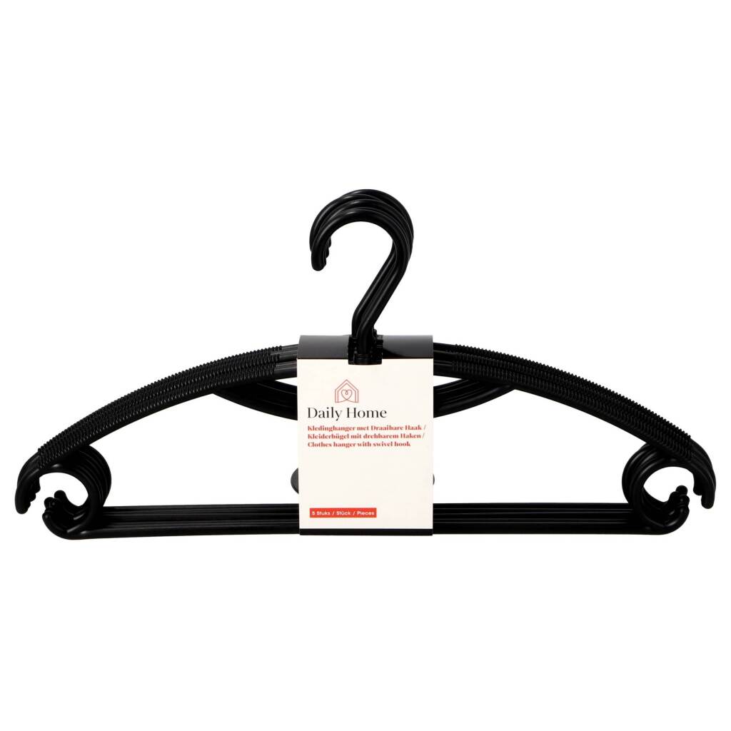 Plastové vešiaky na oblečenie Daily Home, 5 kusov, čierne