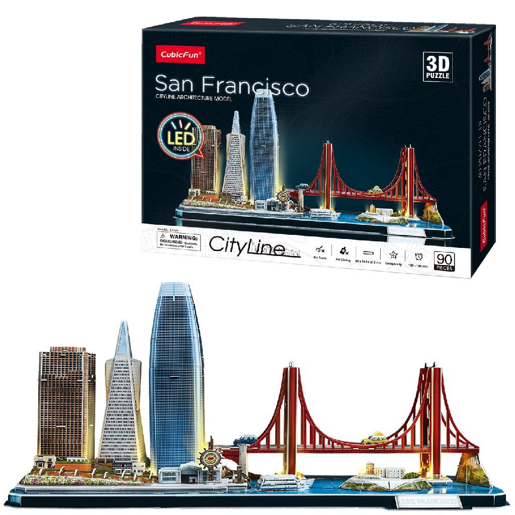 3D puzzle Cubic Fun City Line San Francisco + LED osvetlenie 90 dielikov