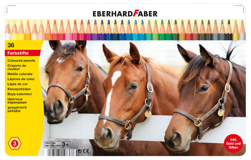 Farebné ceruzky Eberhard Faber EF-514836, klasické kovové puzdro A, 36 kusov