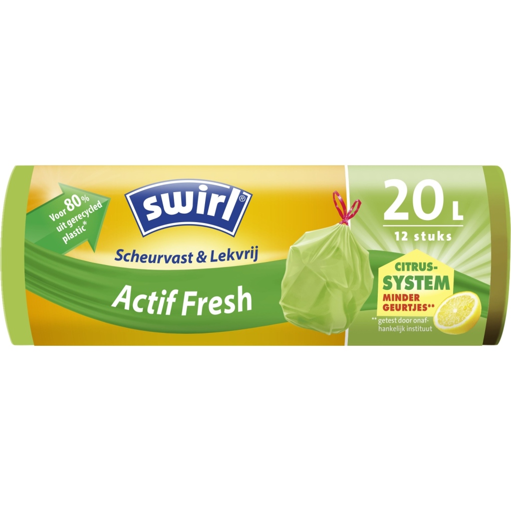 Vrecká na odpadky Swirl Actif Fresh s vôňou citróna 20 l, 12 kusov