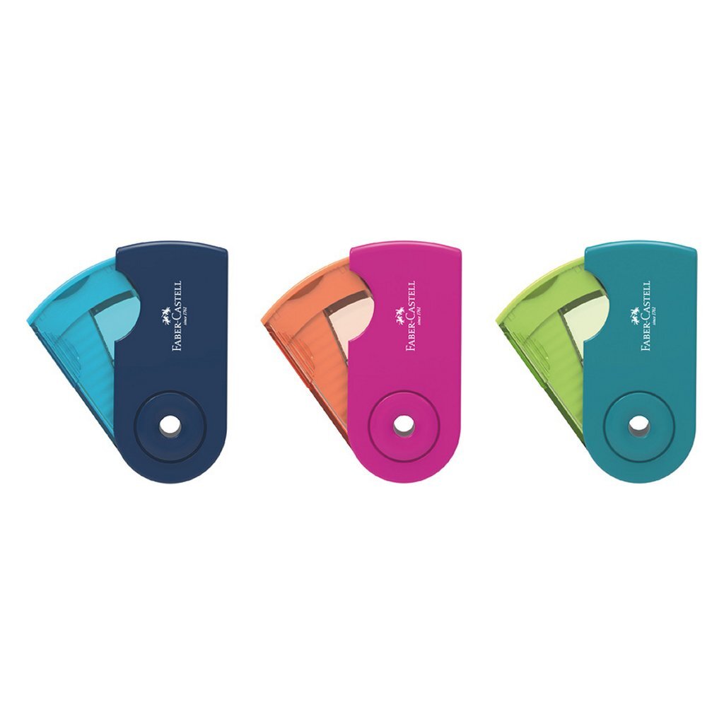 Strúhadlo na ceruzky Faber Castell FC-182714 s puzdrom, rôzne farby