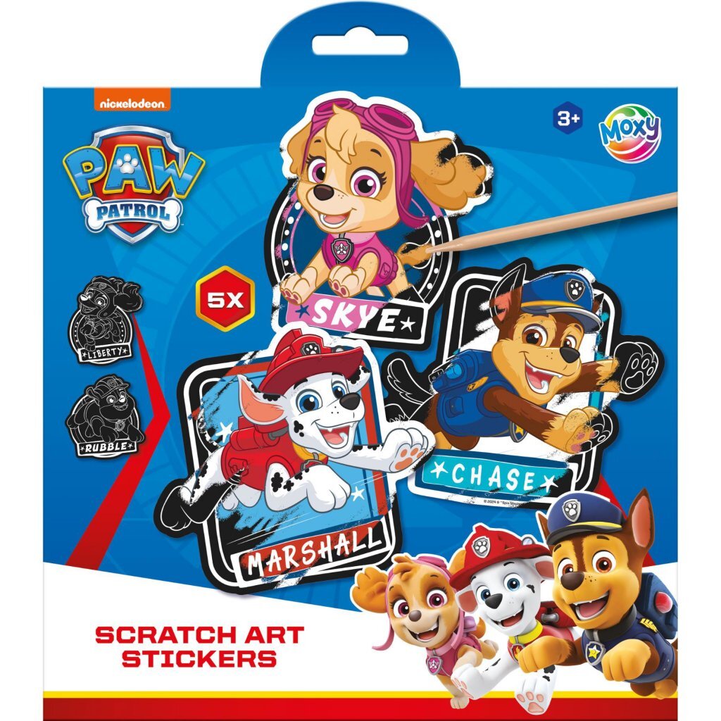 Samolepky na škrabanie Paw Patrol + pero 5 kusov