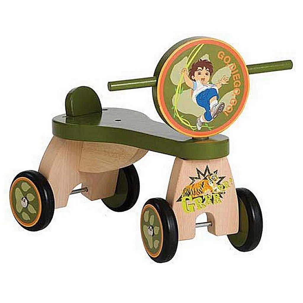 Drevený odrážadlo Diego Stable Jungle so 4 kolesami 1+