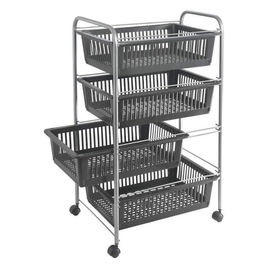 Úložný vozík Metaltex Superjumbo, 4 košíky, 46x35x78 cm, strieborný/čierny