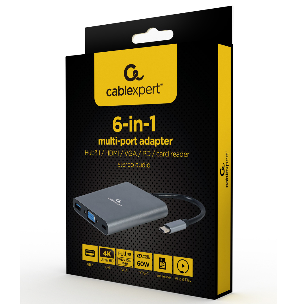 Cableexpert Gmb USB-C viacportový 6-v-1