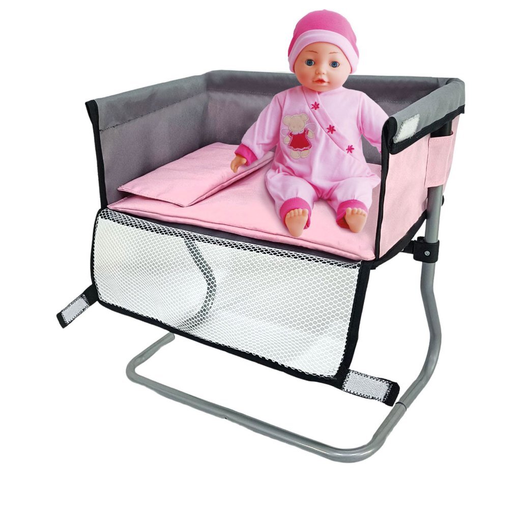 Prebaľovací pult pre bábiky 39x25x39 cm sivý/ružový