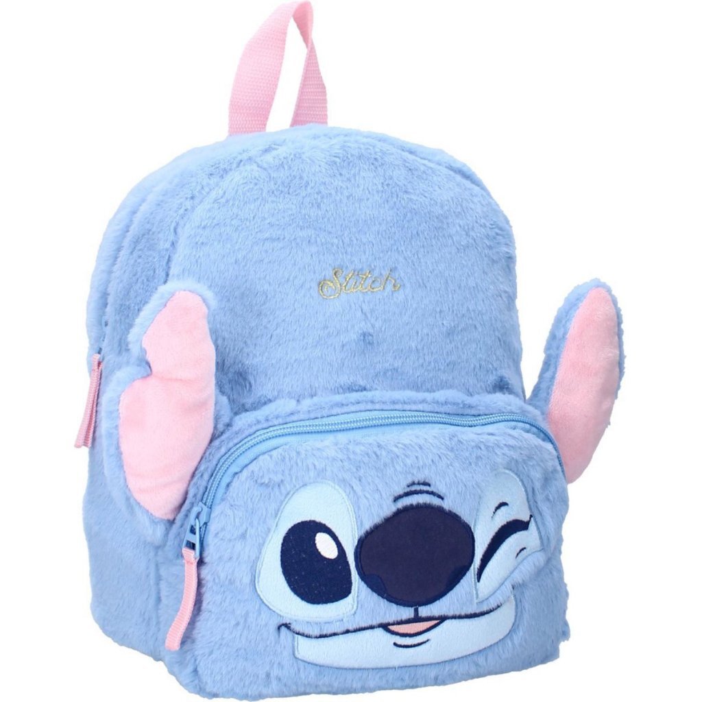 Plyšový batoh Disney Stitch 26x21x11 cm svetlomodrý/svetloružový