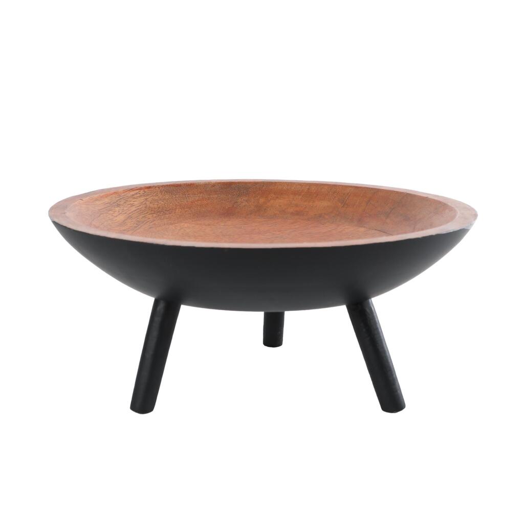 Servírovacia misa Sieb z mangového dreva s nohami, prírodná/čierna