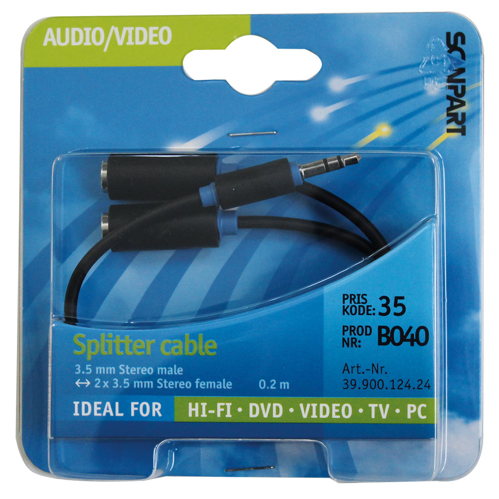 Rozbočovací kábel Scanpart 3,5s(m) - 2x3,5s(samica) 0,2 m