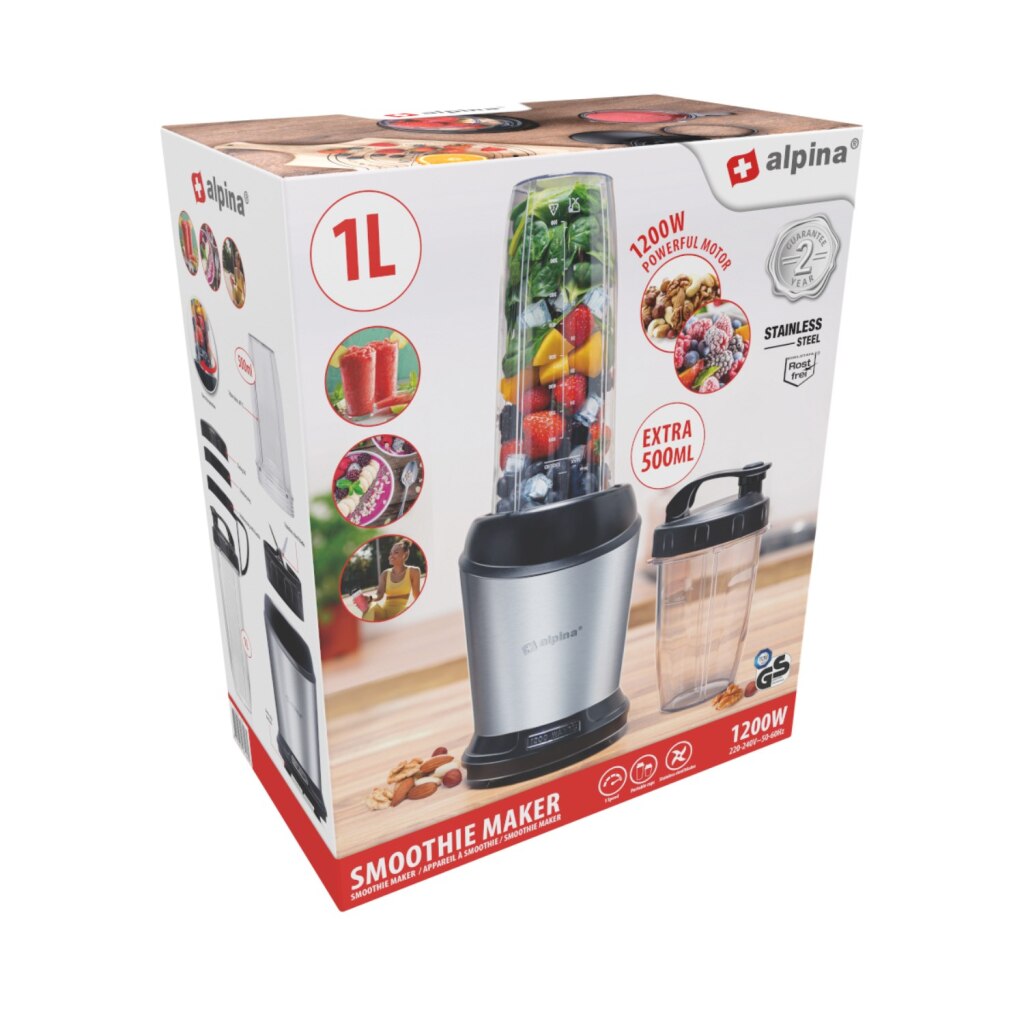 Alpina Smoothie Maker 1l nehrdzavejúca oceľ/čierna