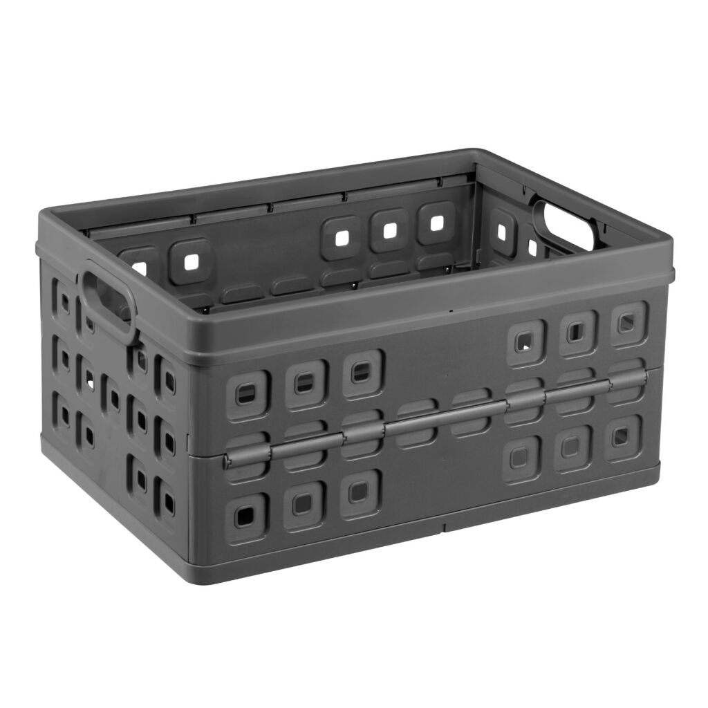 Štvorcová skladacia prepravka Sunware 46 l 54 x 38 x 26,5 cm antracitová