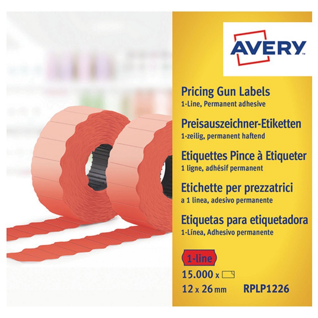 Avery AV-RPLP1226 Cenovky permanentné, 10 roliek, červené