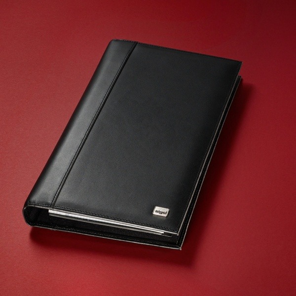 Vizitkovač Sigel SI-VZ204, krúžkový, kožený, čierny, 90x58 mm, 160 kariet