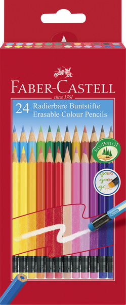 Farebné ceruzky Faber-Castell FC-116625, 24 kusov, vymazateľné
