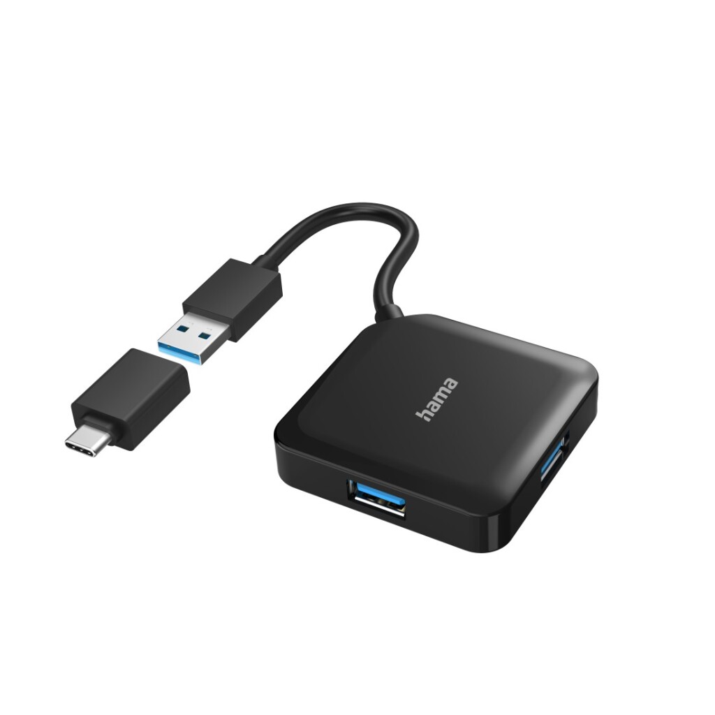 Hama USB hub 4-portový USB 3.2 Gen1 5 Gbit/s vrátane USB-C adaptéra