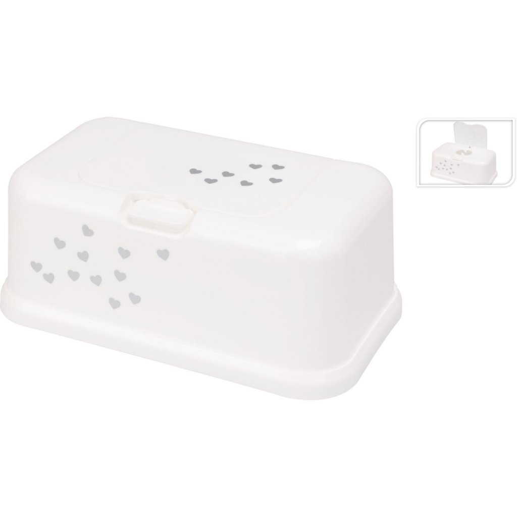 Držiak na vreckovky Srdiečka 22x13x9 cm Biela/Sivá