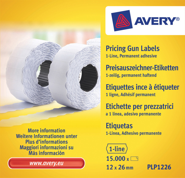 Cenovky Avery AV-PLP1226 Permanentné 26x12 mm Biele 10 roliek v krabici