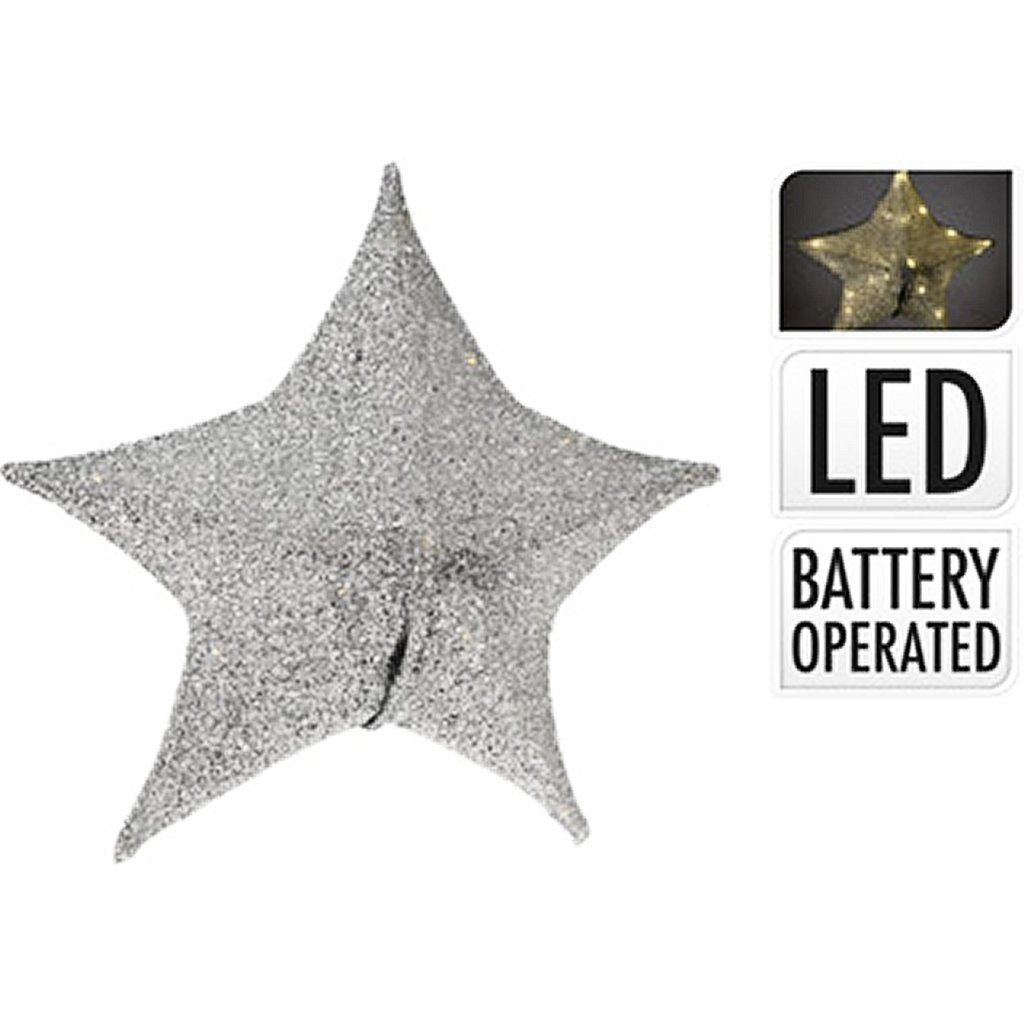 Látková vianočná hviezda s 30 LED diódami 50 cm Farba strieborná