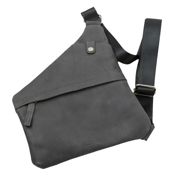 Taška cez rameno Pride and Soul JU-47264. Kožená, sivá.