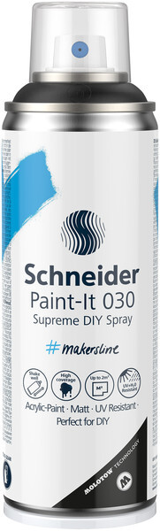 Akrylová farba v spreji Schneider S-ML03050001 Supreme DIY, čierna, 200 ml