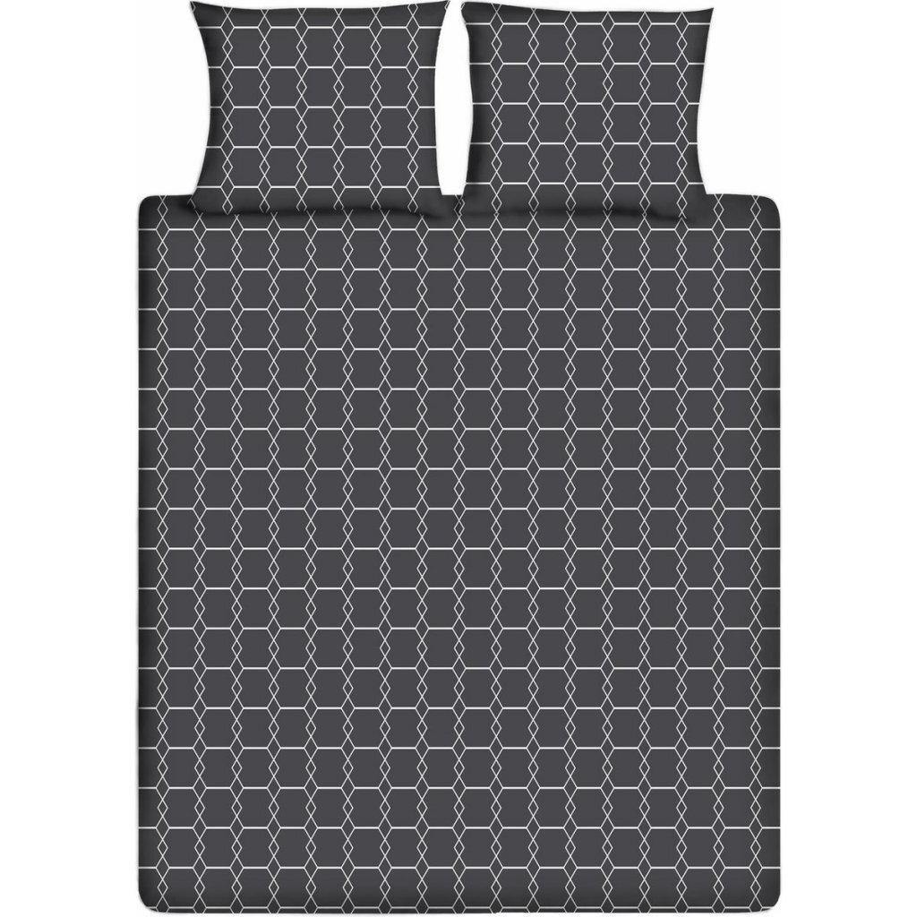 Bavlnená obliečka na perinu Ten Cate Single 140x200/220 cm, grafická, antracitová