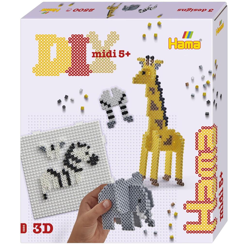 Zažehľovacie korálky Hama Midi 3D Safari 2500 dielikov