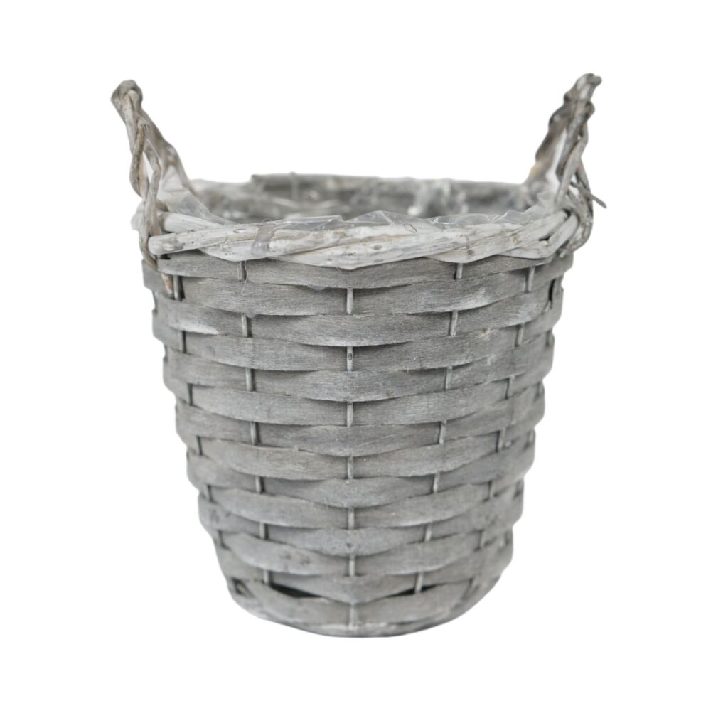 Pletený kvetinový košík 20 cm svetlosivý