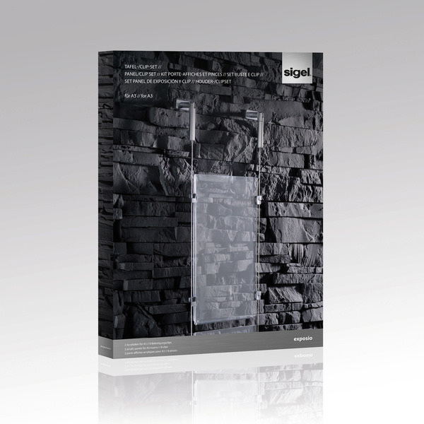 Prezentačný systém Sigel SI-SE110 Exposio, 2x akrylová doska A3, 8 sponiek
