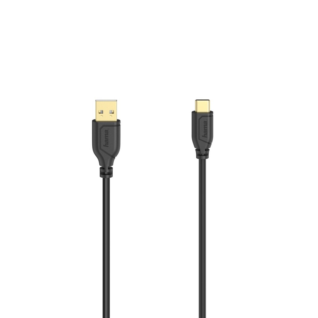 Hama USB-C kábel Flexi-Slim USB 2.0 480 Mbit/s čierny 0,75 m