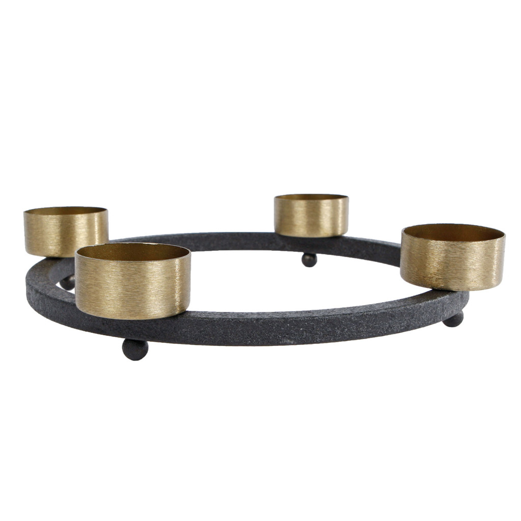 Držiak na čajové sviečky Yono 23x23x5 cm Čierna/Zlatá/Kov