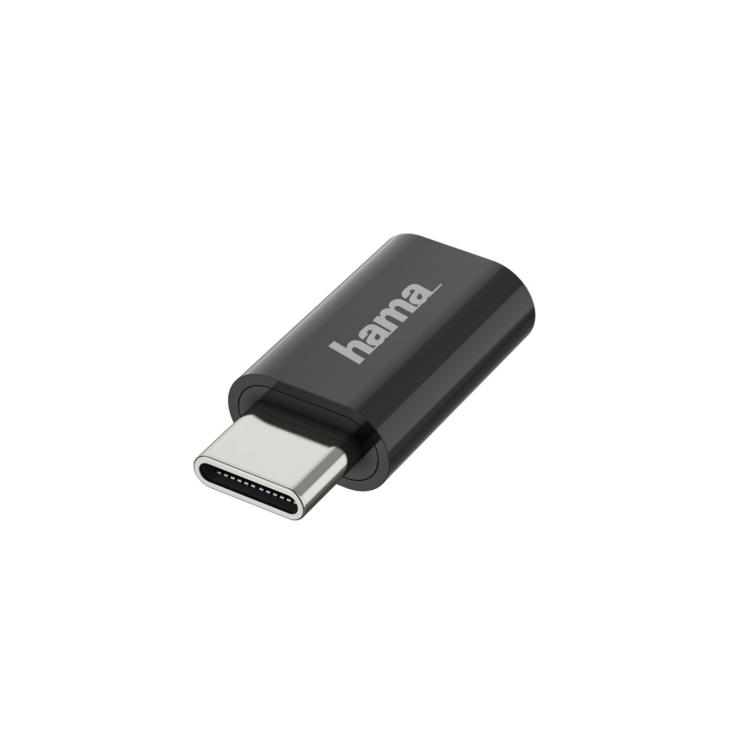 Adaptér Hama USB OTG, USB C zástrčka - Micro USB konektor, USB 2.0, 480 Mbit/s, čierny