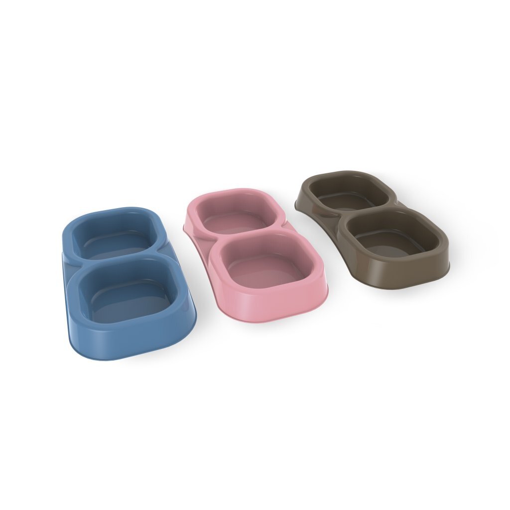 Dvojité kŕmidlo pre domáce zvieratá Bama 21x11,5x3 cm rôzne farby